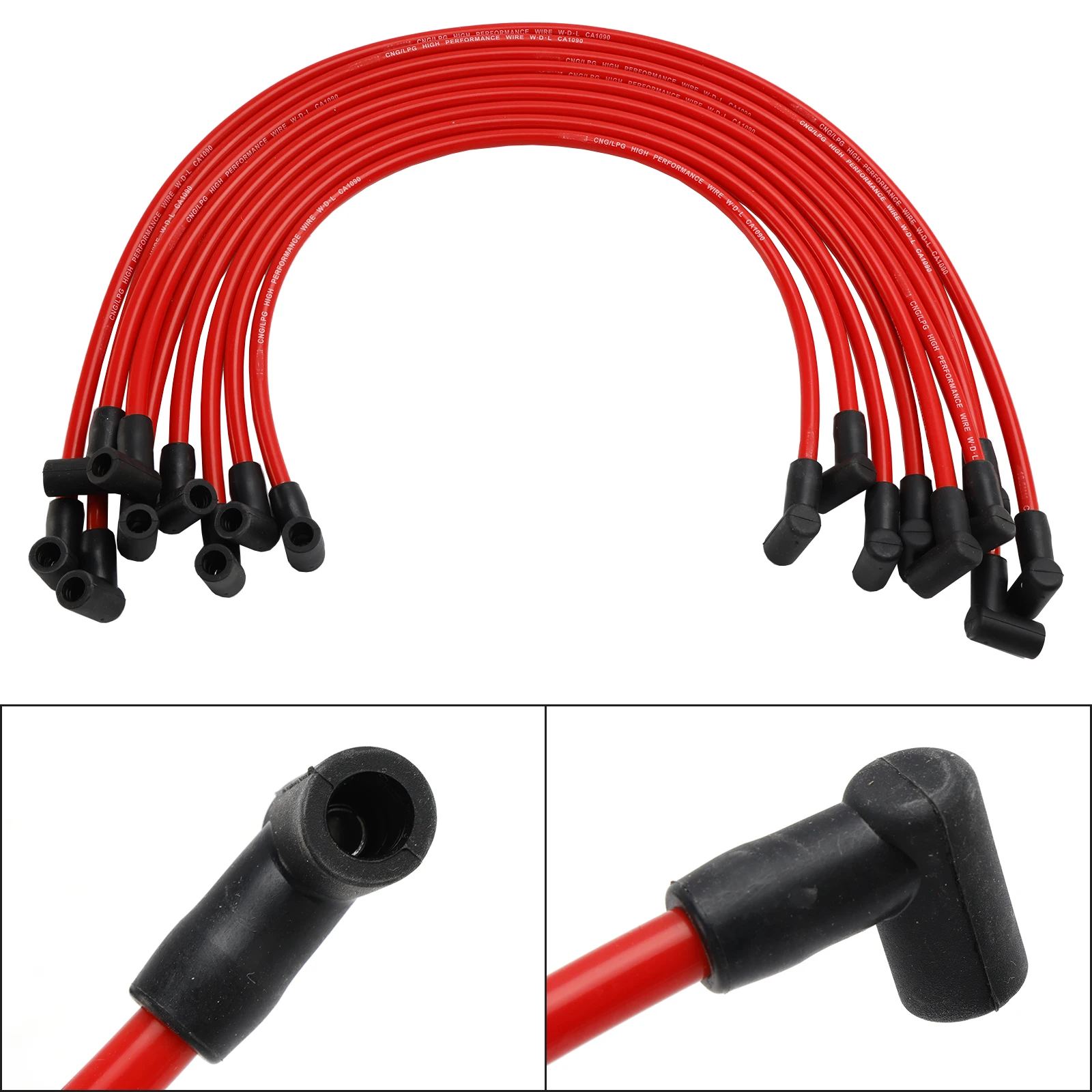 Vista del juego completo de cables de bujía