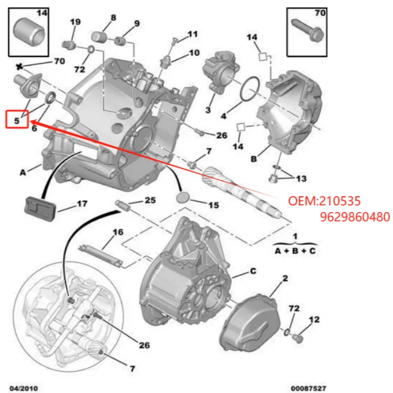 Guía embrague 210535 Peugeot 306 307 308 Citroën C4 C5 - imagen 2