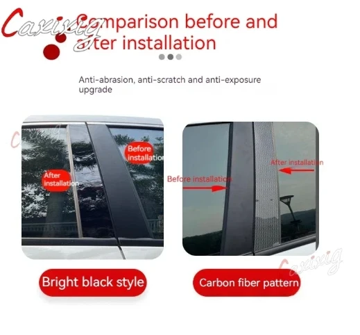 6x columna negra de fibra de carbono para puerta y ventana de coche, cubierta de poste de Pilar B C, pegatina embellecedora de PC para Chevrolet Captiva Holden Daewoo Winstorm - imagen 3
