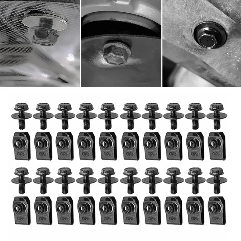 Pernos carrocería M6 con clips tuerca U para cubiertas y parachoques