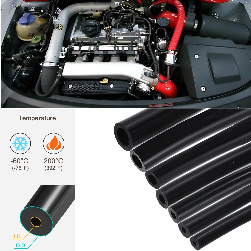 Negro 3/5/4/6/8/10/12/14mm Auto coche vacío manguera de silicona línea de carreras tubo 1 metro Universal