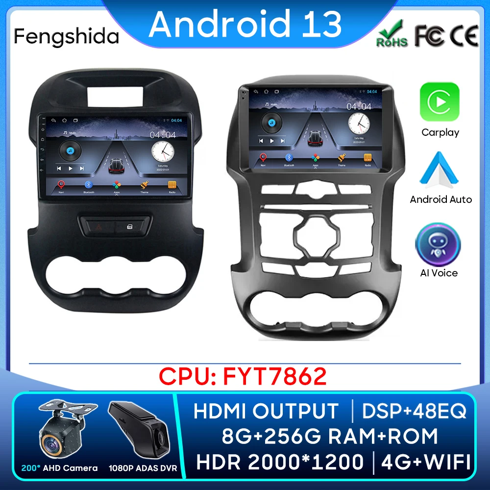 Radio Android con CarPlay y GPS para Ford Ranger 2011-2015