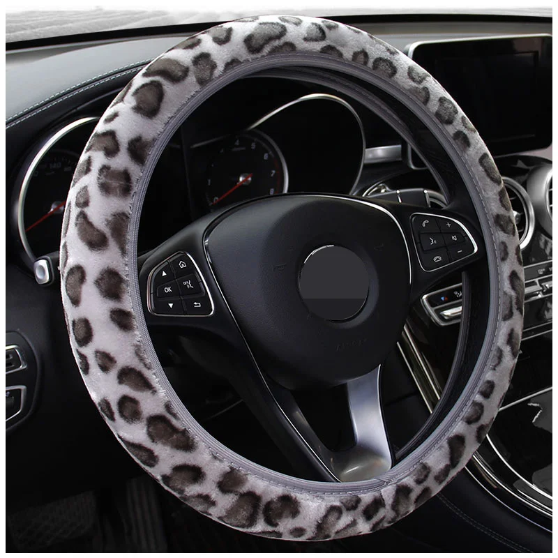 Juego fundas volante y freno de mano leopardo peluche invierno - imagen 4