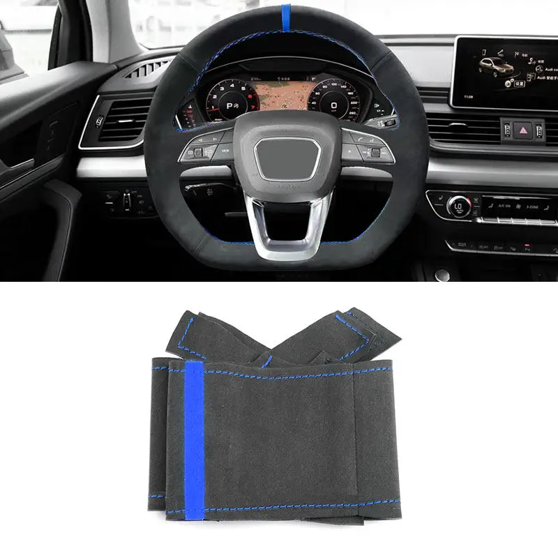 Funda volante ante cosida a mano para Audi Q3 Q5 Q7 Q8 forma D