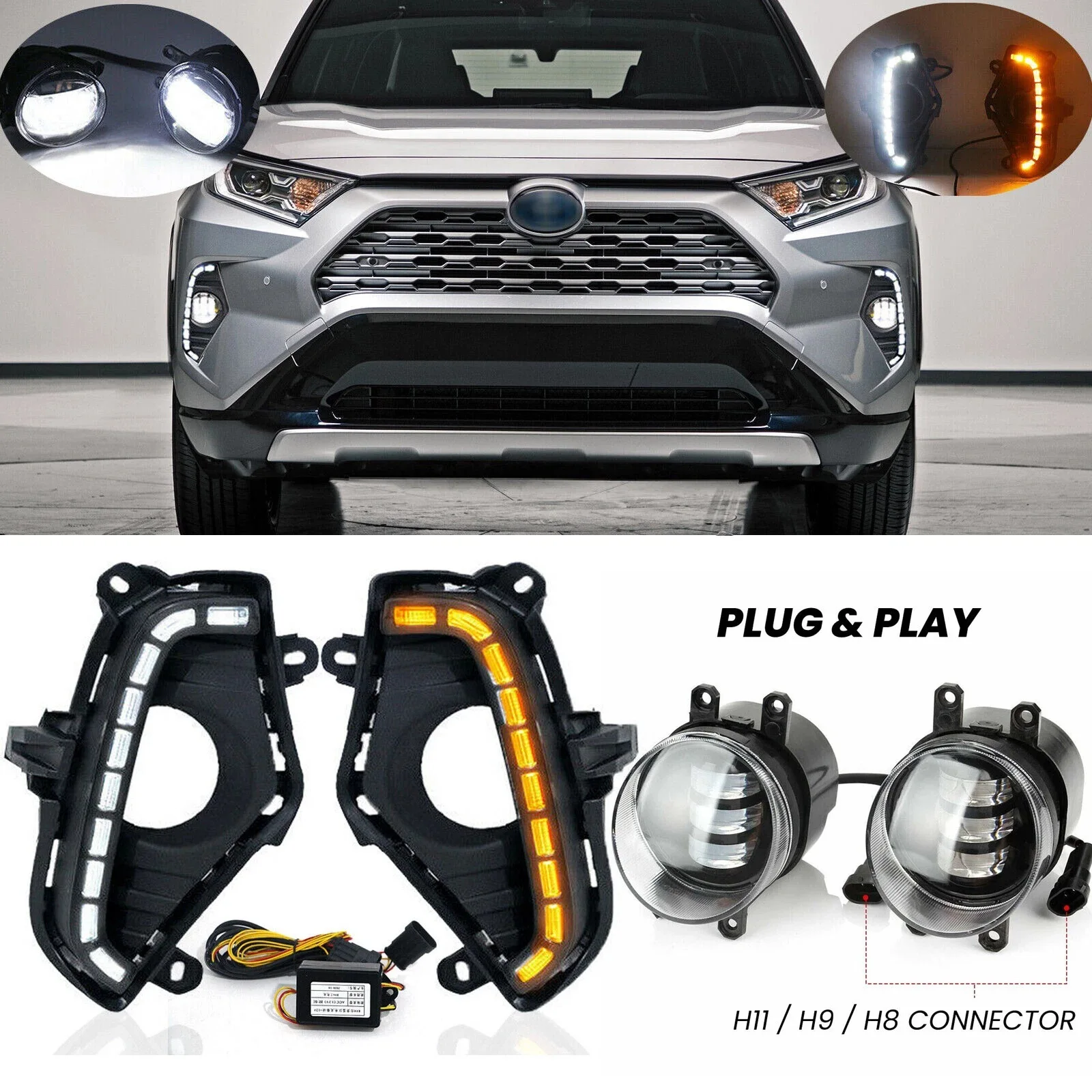 Conjunto de luz antiniebla delantera VELOT para Toyota RAV4