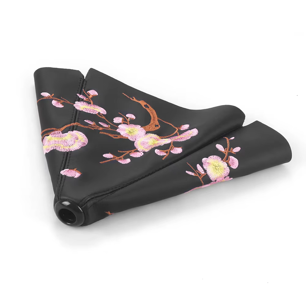 Polaina de palanca de cambios de cuero universal con bordado flor de melocotón - imagen 2