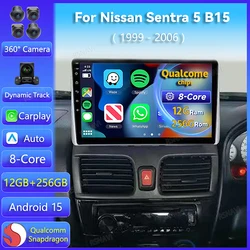 Radio multimedia Android 15 para Nissan Sentra B15 con GPS y CarPlay