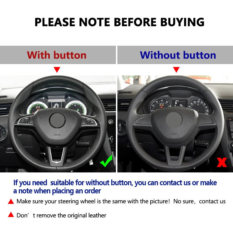 Protector negro de cuero perforado para volante de coche Skoda