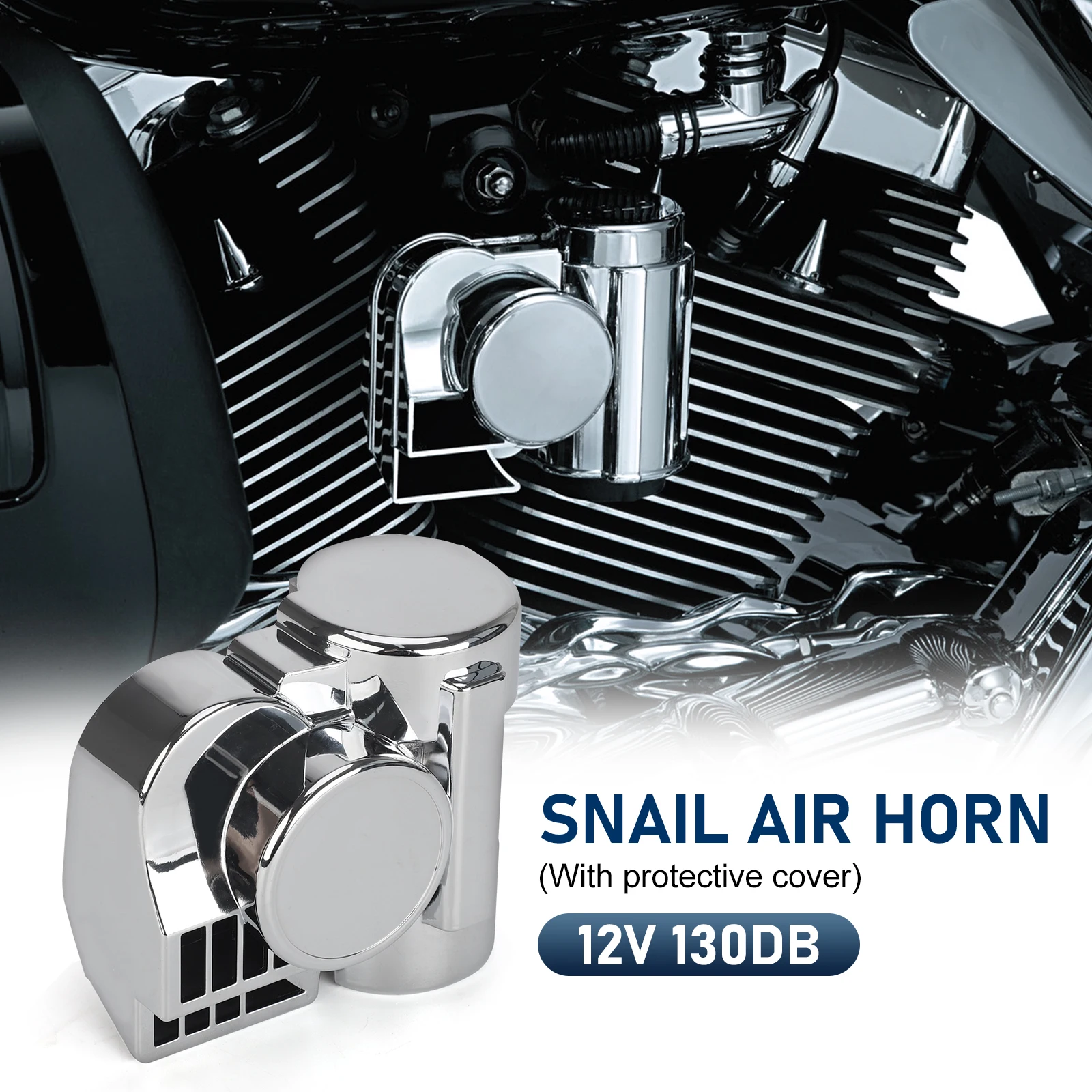 Bocina doble tono eléctrica 12V cromada universal para coche moto ATV - imagen 5