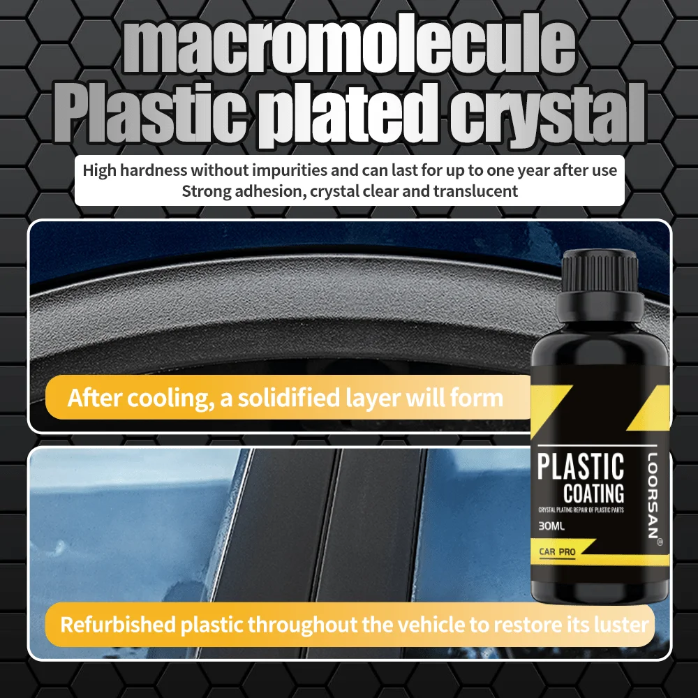 Restaurador de plástico para automóvil: revestimiento transparente para exteriores e interiores, reparación de decoloración y oxidación, mejora el brillo, adecuado - imagen 4