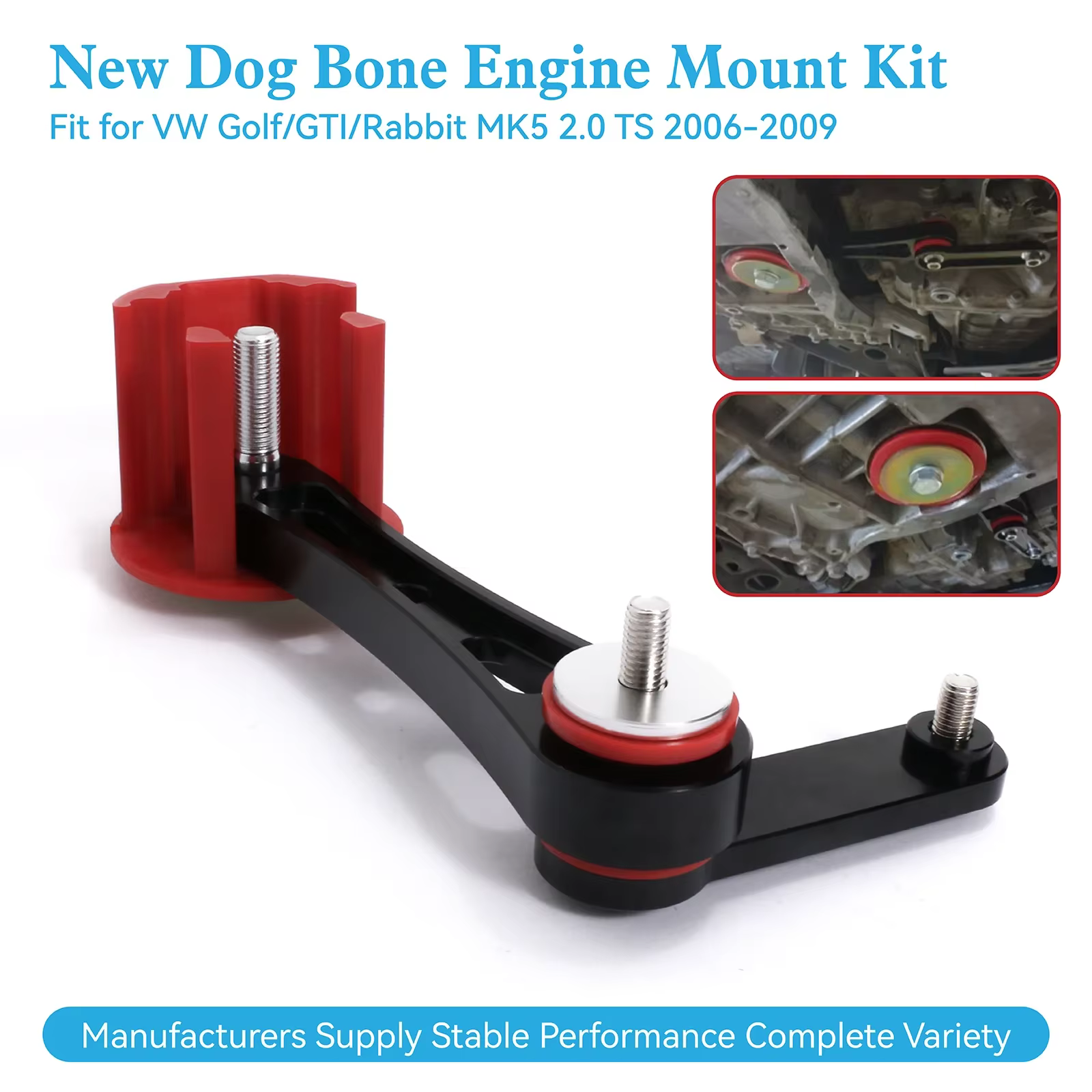 Kit soporte de motor dogbone rojo – VW Golf GTI/Rabbit MK5 2.0 TFSI - imagen 5
