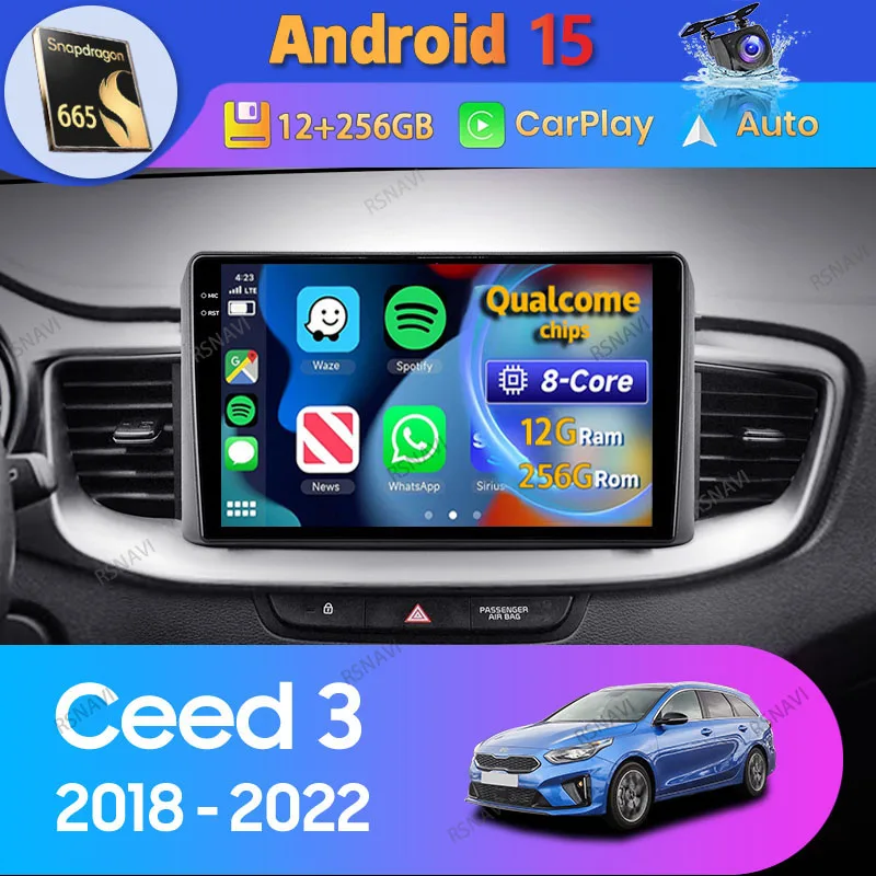 Reproductor Android Auto CarPlay Kia Ceed 2018-2022 GPS cámara