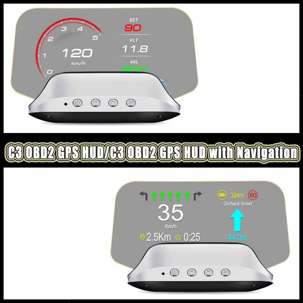 Proyector HUD C3 Plus OBD2 velocímetro digital parabrisas