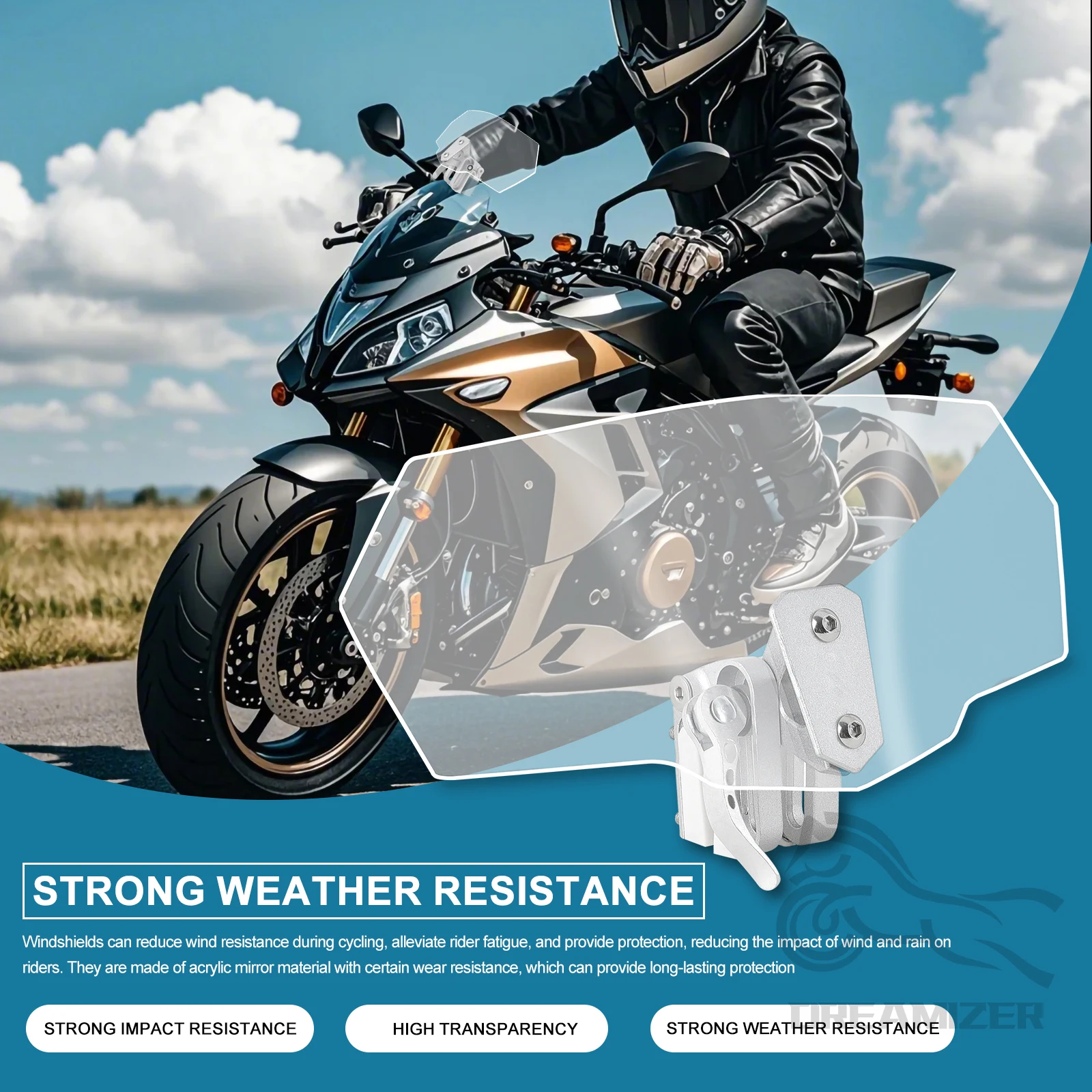 Deflector de viento extensible ajustable para parabrisas de moto BMW - imagen 3