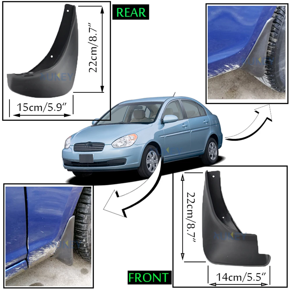 Juego de guardabarros Hyundai Accent 2006-2010 y Dodge Attitude - imagen 4