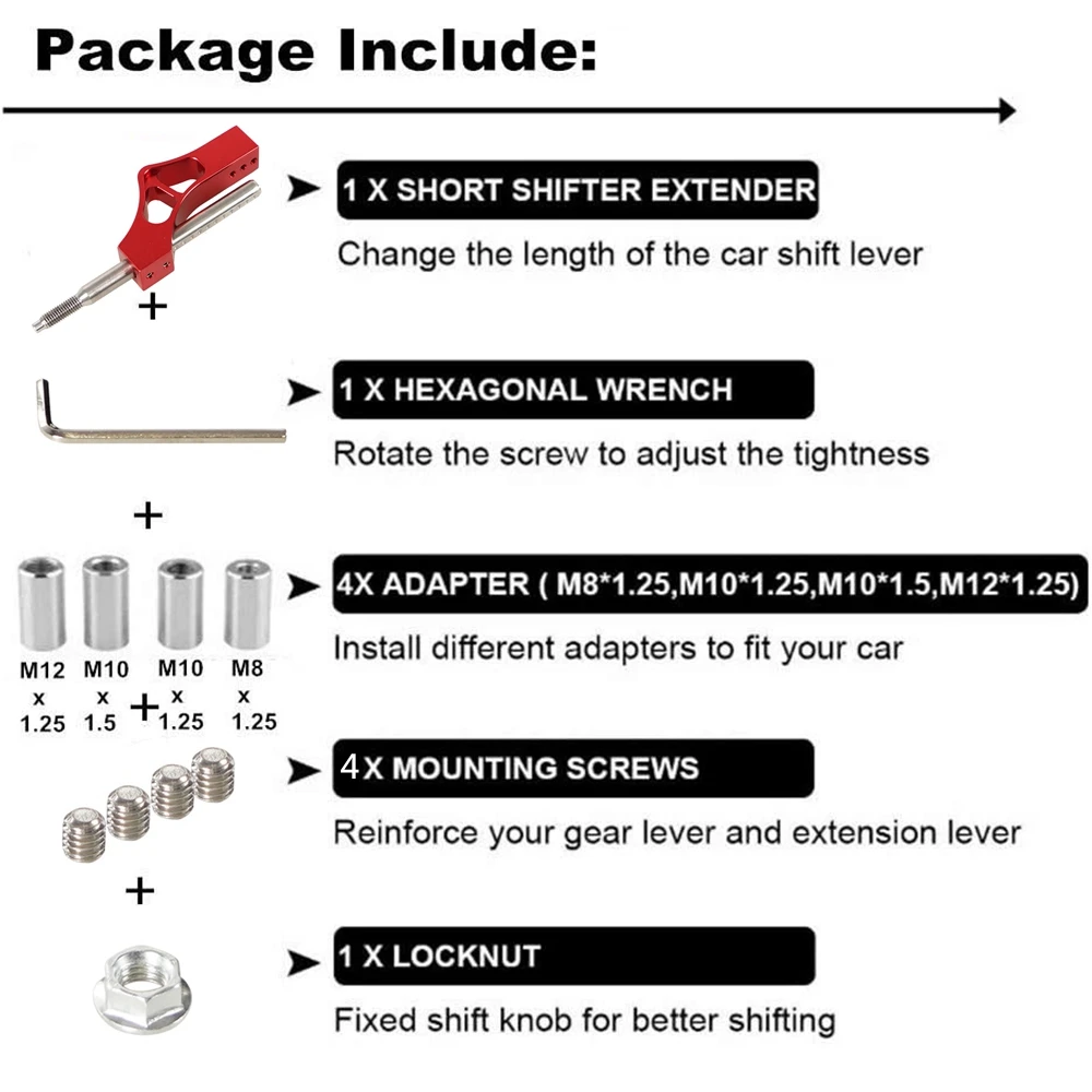 Extensor palanca cambios aluminio ajustable con adaptadores – Honda - imagen 4