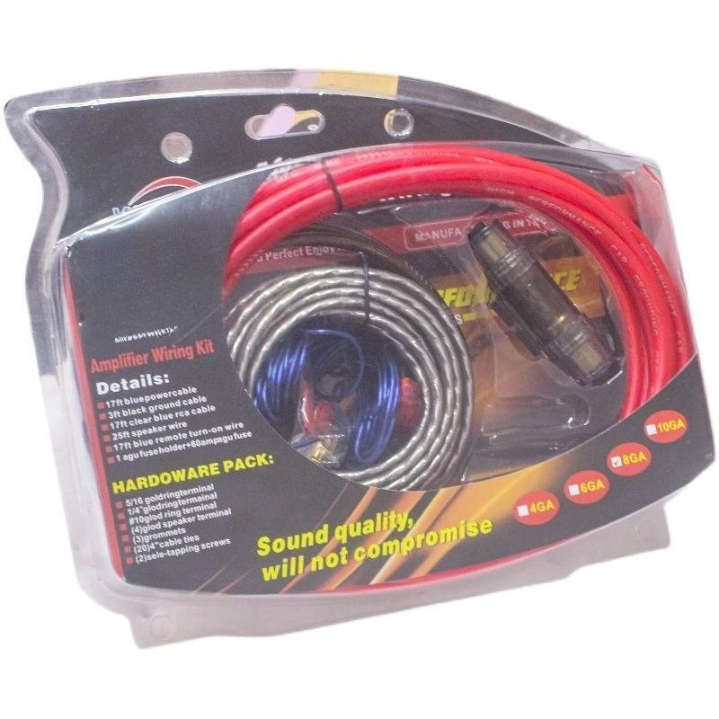 Kit de cableado amplificador subwoofer 8 AWG con fusible y terminales - imagen 2