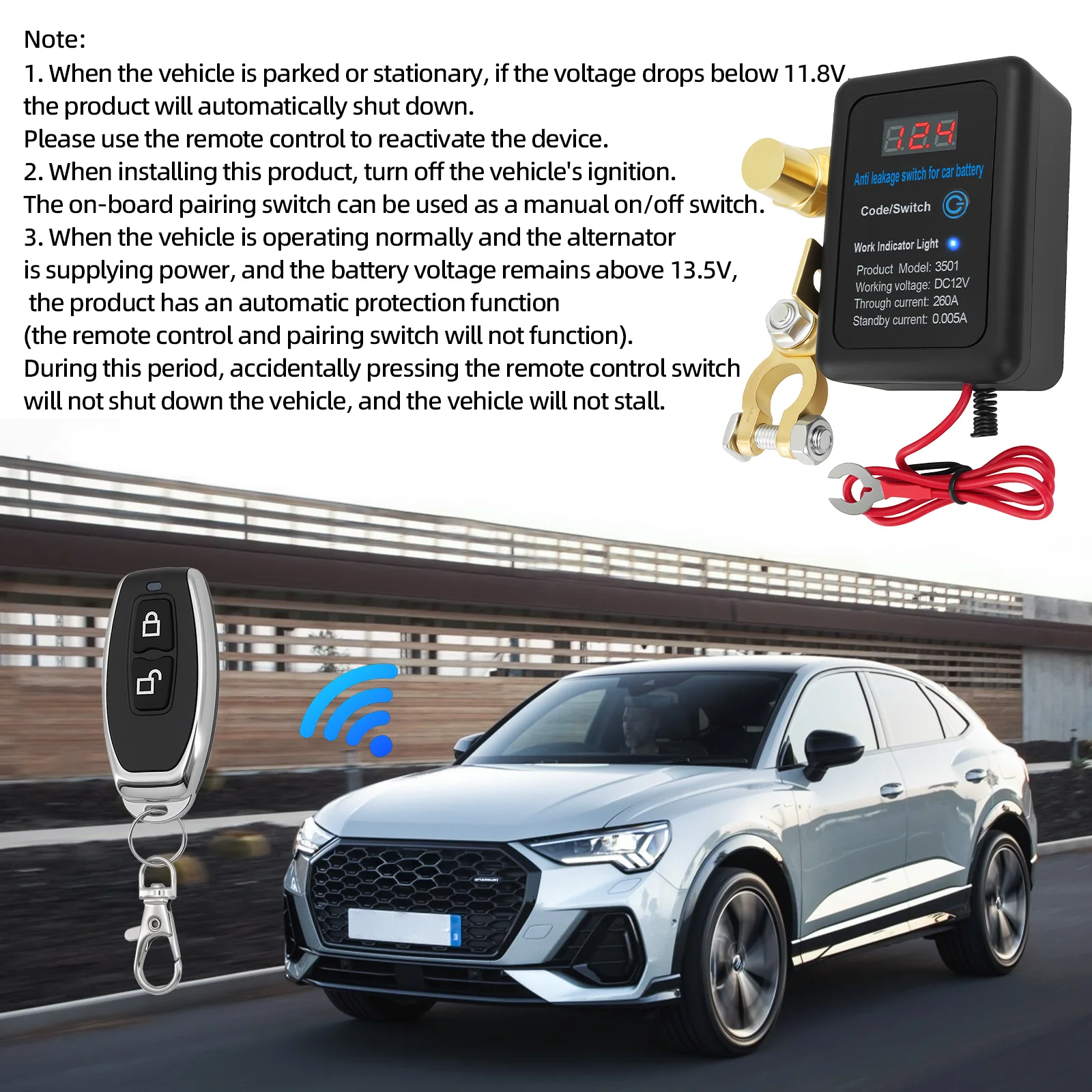 Desconectador de batería remoto 12 V 260 A para coche y camión - imagen 4