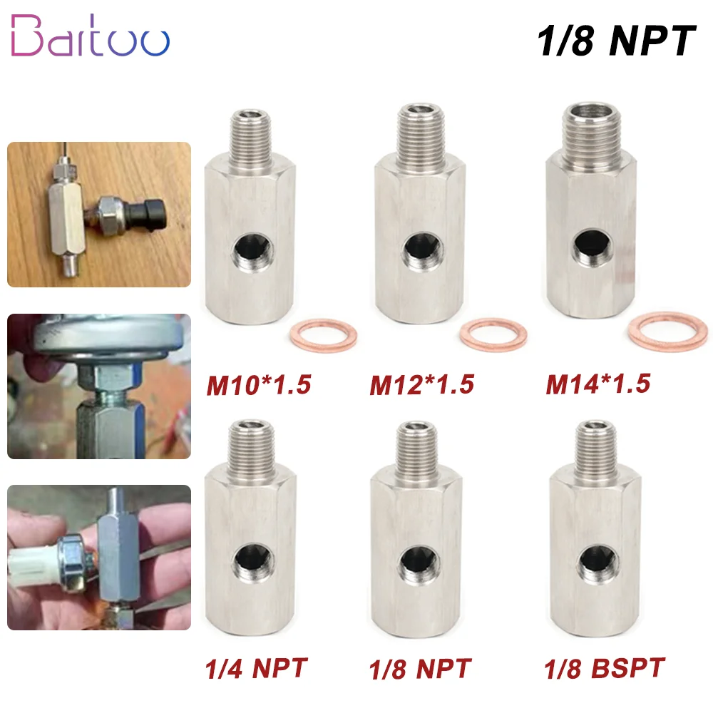 Racor en T para sensor de presión de aceite, 1/8 NPT hembra