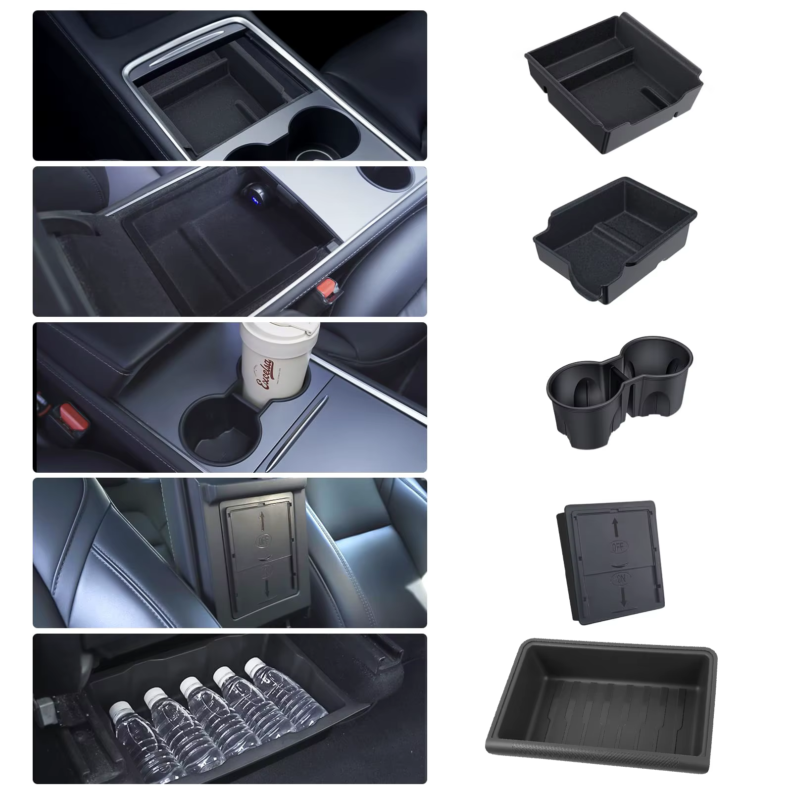 Organizador de consola con cajón oculto para Tesla Model Y 2024 - imagen 2