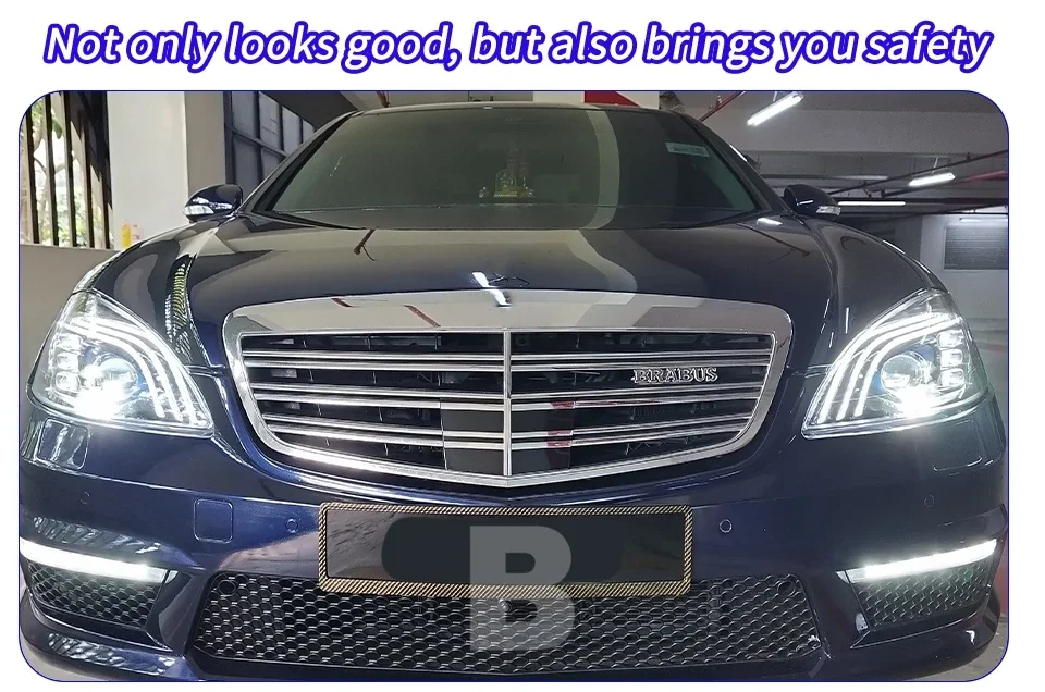 Vista frontal de faros para Benz Clase S W221