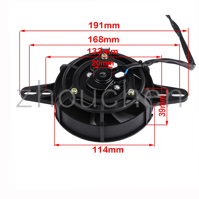 Vista del ventilador de 120 mm para radiador de motocicleta