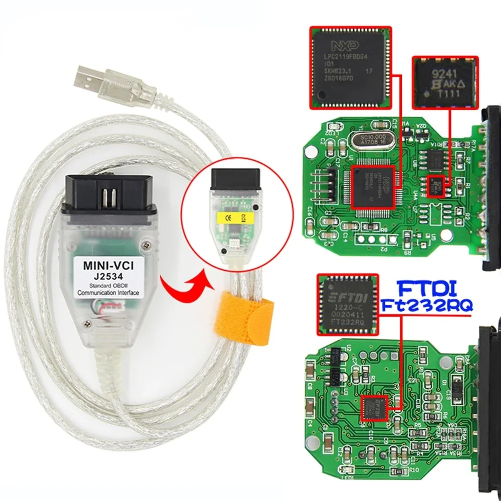 Cable diagnóstico Mini VCI J2534 para Toyota – OBD2 TIS Techstream - imagen 3