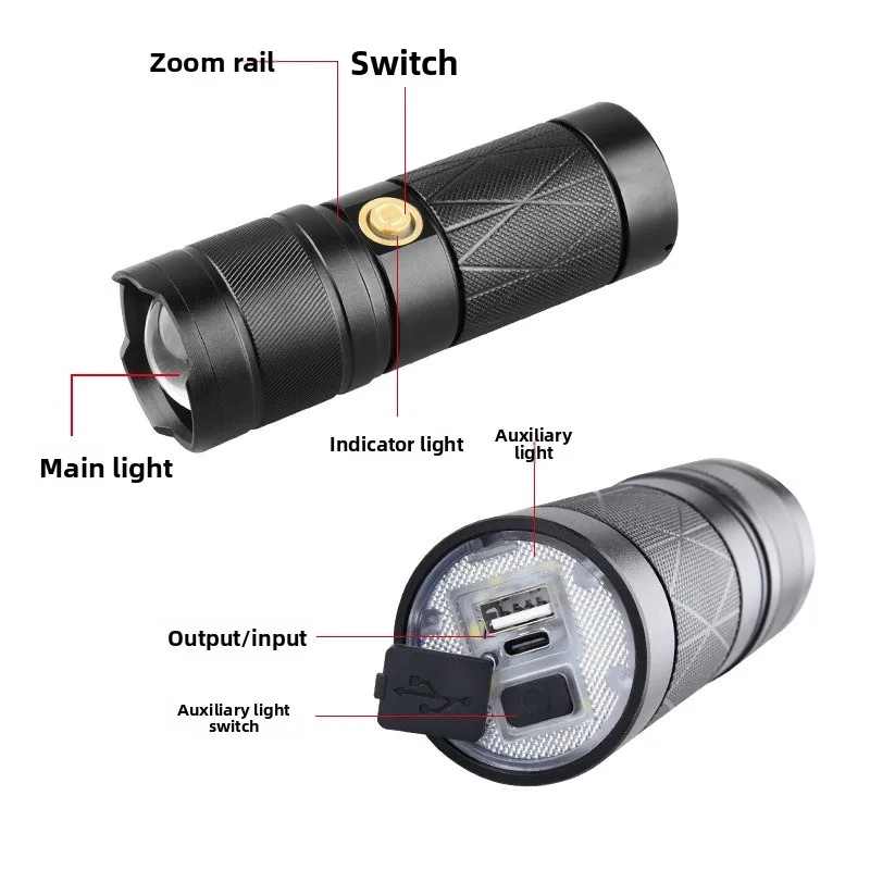 Linterna LED de aluminio con zoom y batería de larga duración - imagen 3