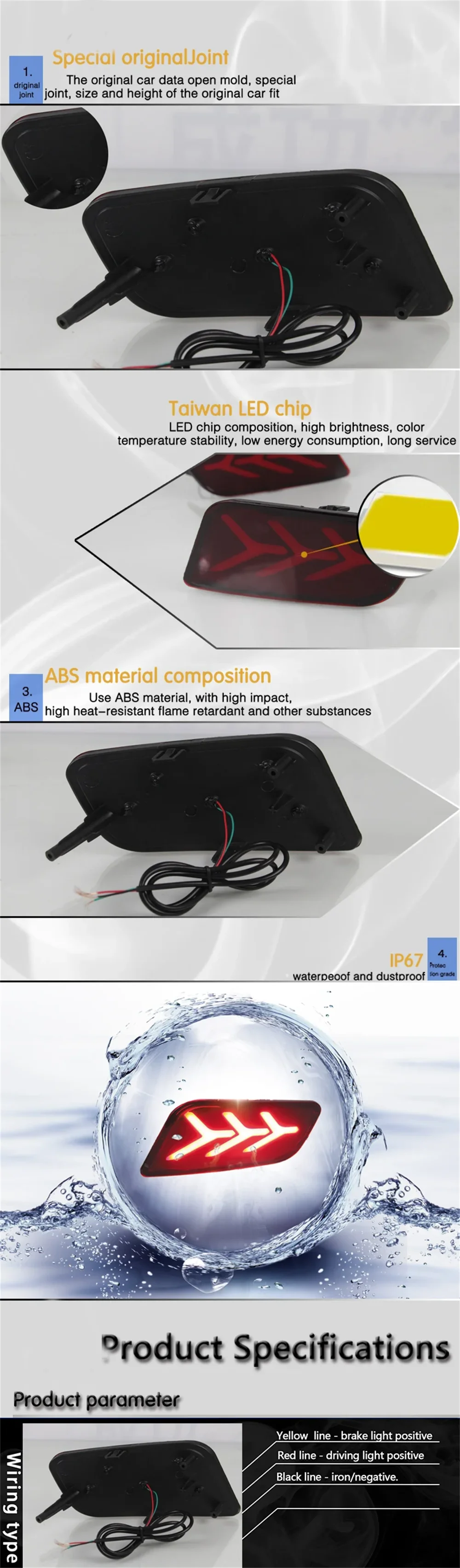 Conjunto de luz trasera y reflector LED