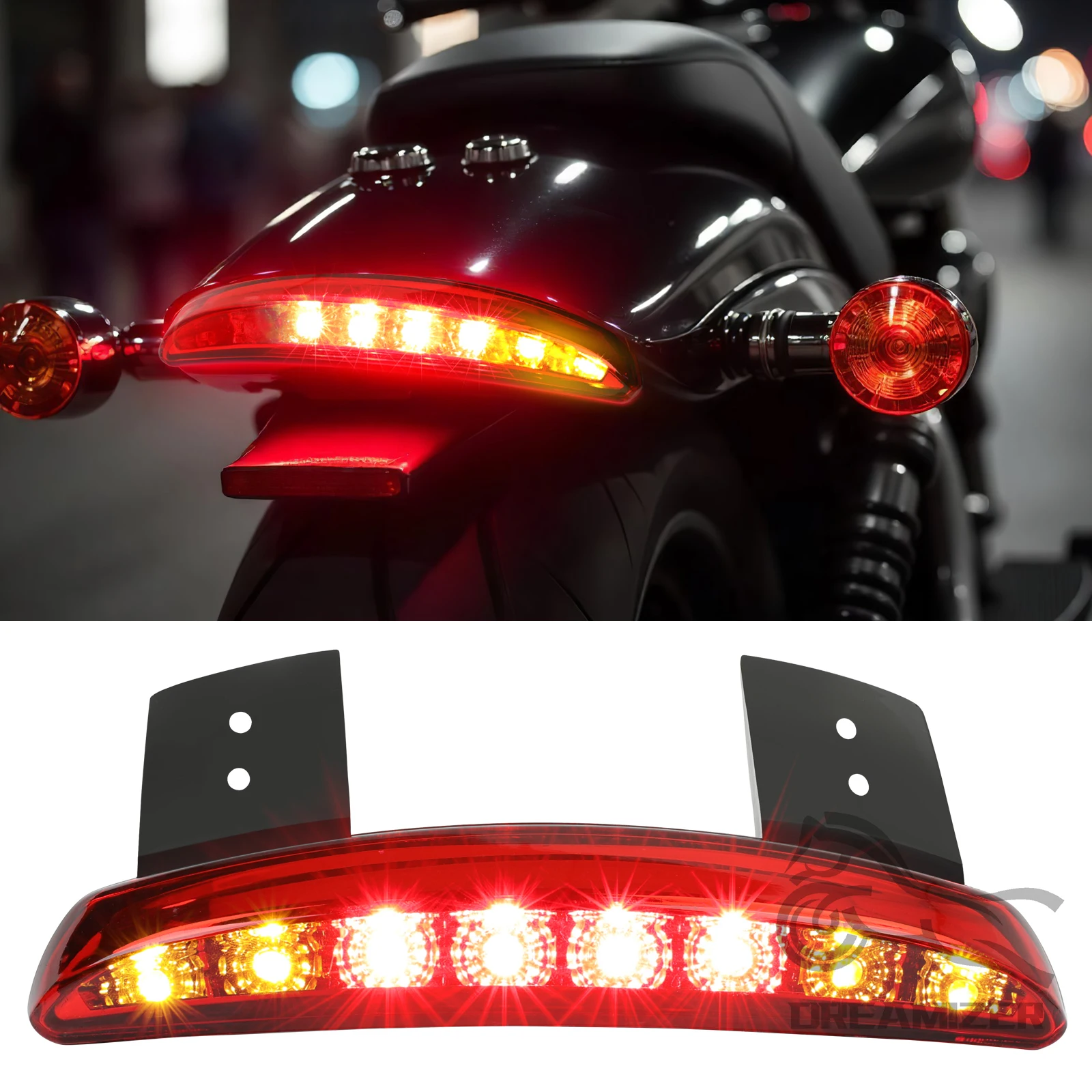 Guardabarros trasero Harley Davidson LED con luz de freno y matrícula