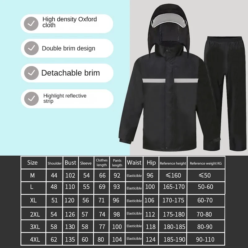 Traje de lluvia para moto, bici eléctrica y equitación con reflectante - imagen 5