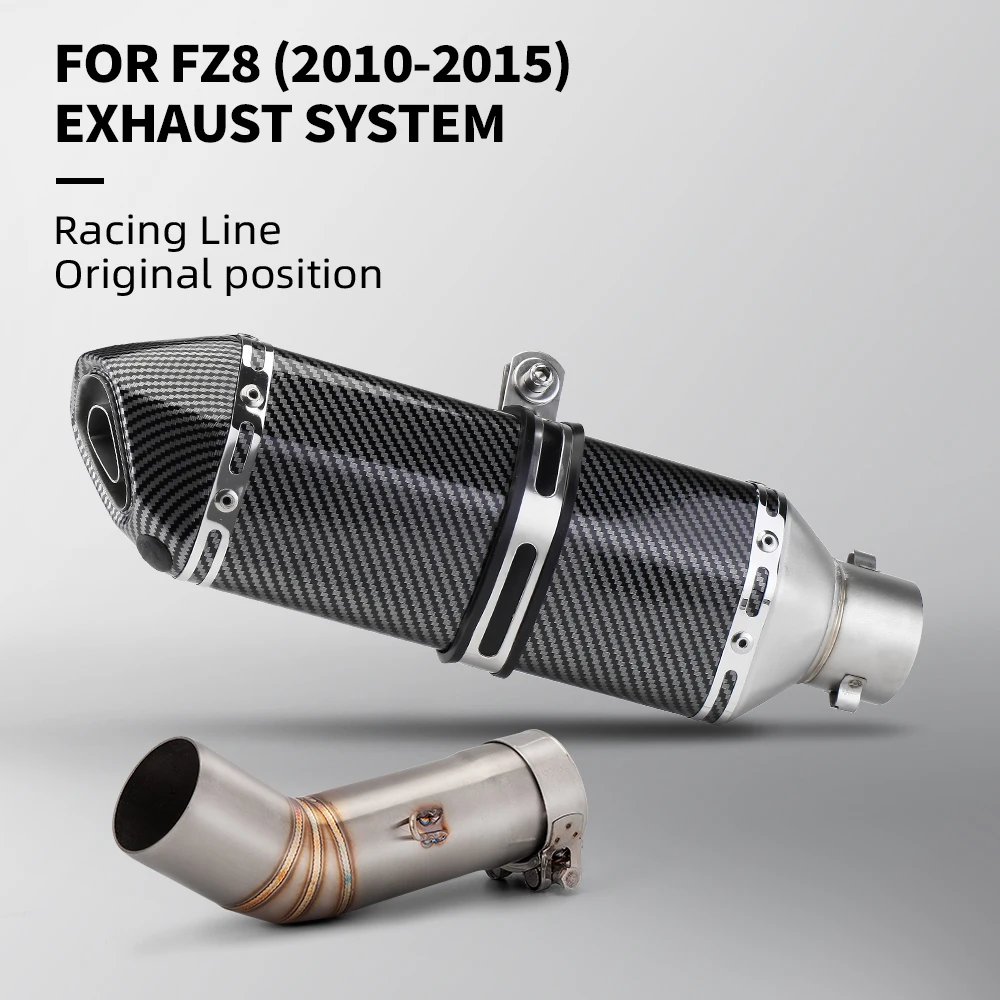 Sistema de escape Yamaha FZ8N 2010-2015 silenciador y enlace medio