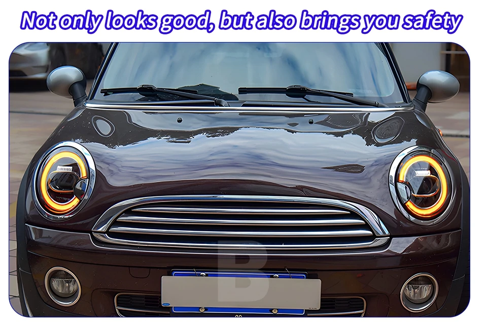 Vista frontal del conjunto de faros LED para Mini R56