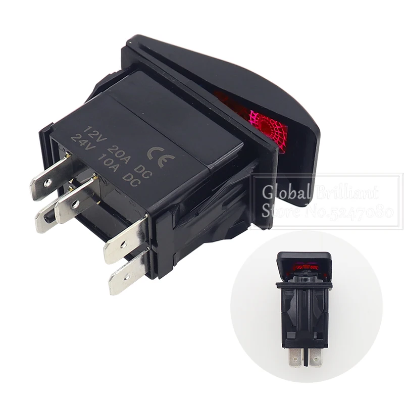Interruptor basculante con LED rojo para coche - imagen 3