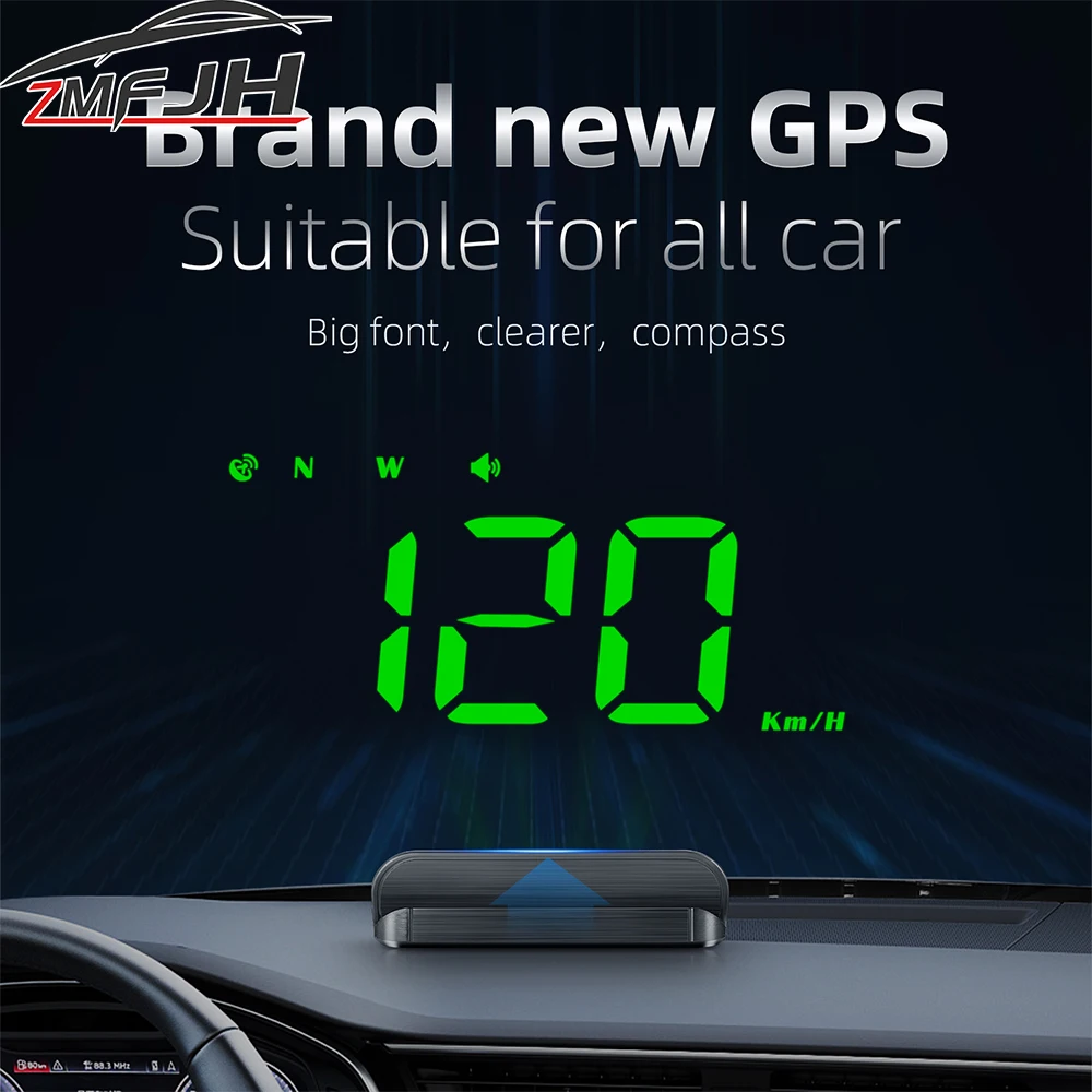 Pantalla frontal GPS para coche KMH con alarma de velocidad, recordatorio de fatiga y conducción, velocímetro Digital, proyector de parabrisas para todos los coches