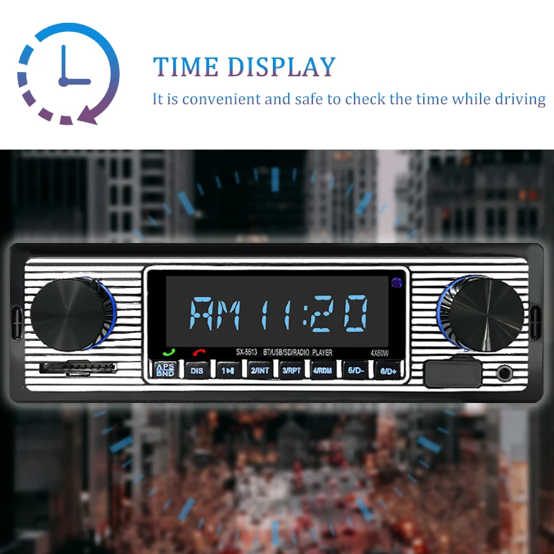 HIPPCRON 1 Din Radio de coche estéreo MP3 reproductor Multimedia Digital Bluetooth FM Audio música USB tarjeta SD con entrada auxiliar en el tablero 12V - imagen 5