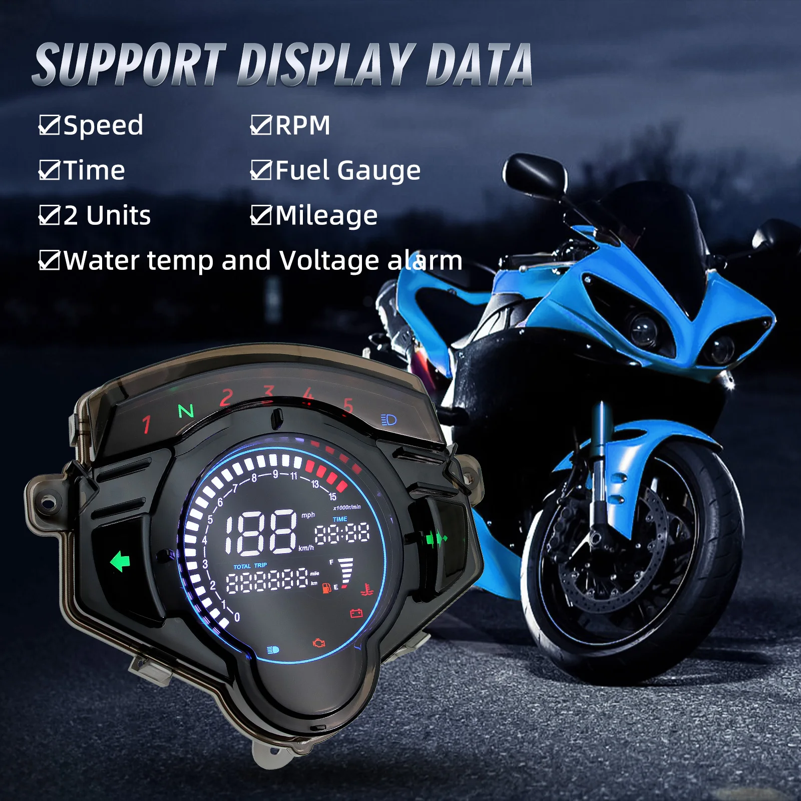 Velocímetro digital LED con cuentakilómetros y tacómetro Yamaha LC135 - imagen 3