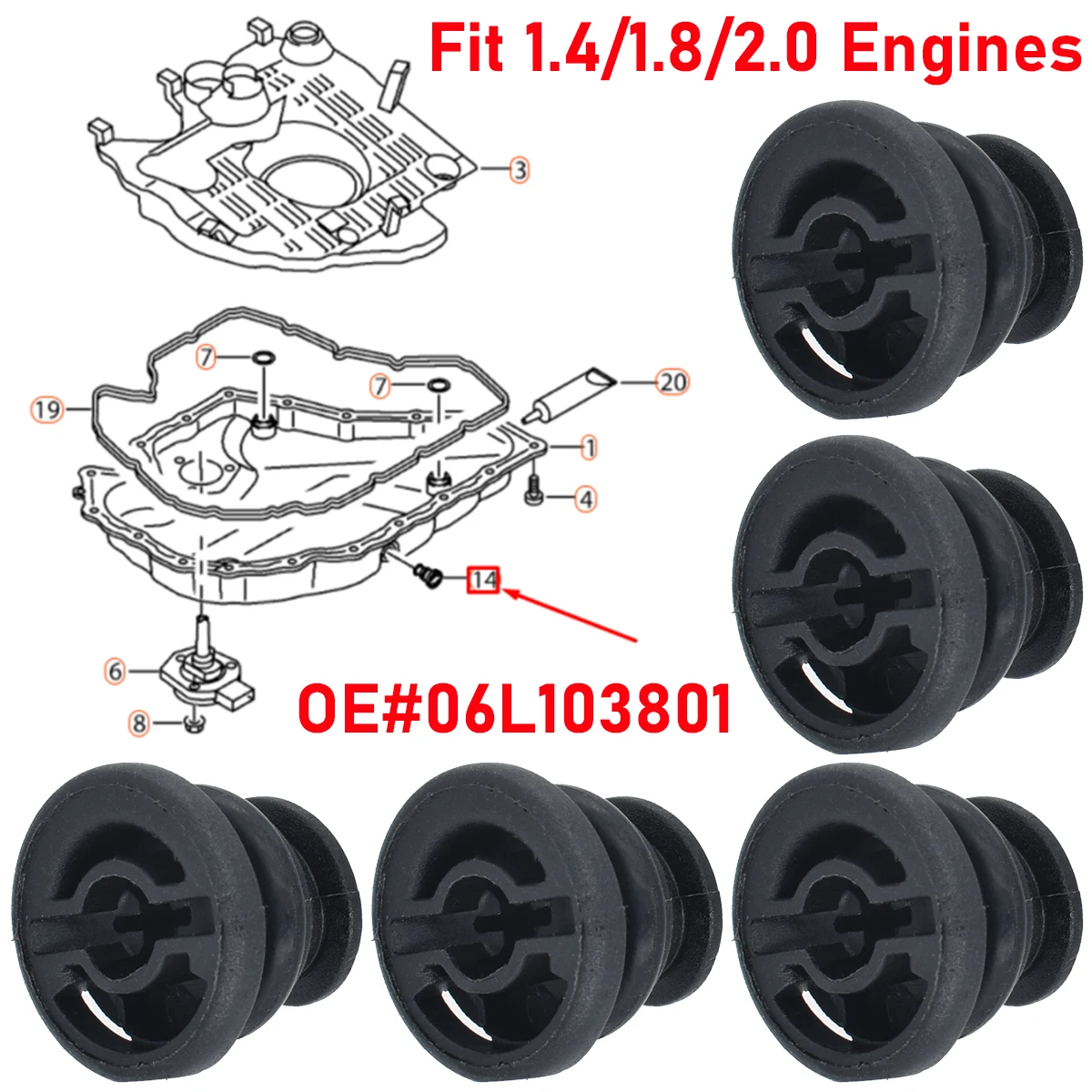 Tapón de drenaje del aceite 06L plástico – Audi A1-A6 Q3-Q7 TT