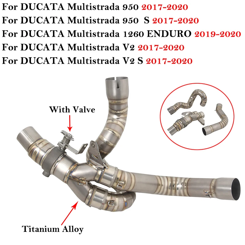 Tubo de conexión de escape de titanio para Ducati Multistrada 950