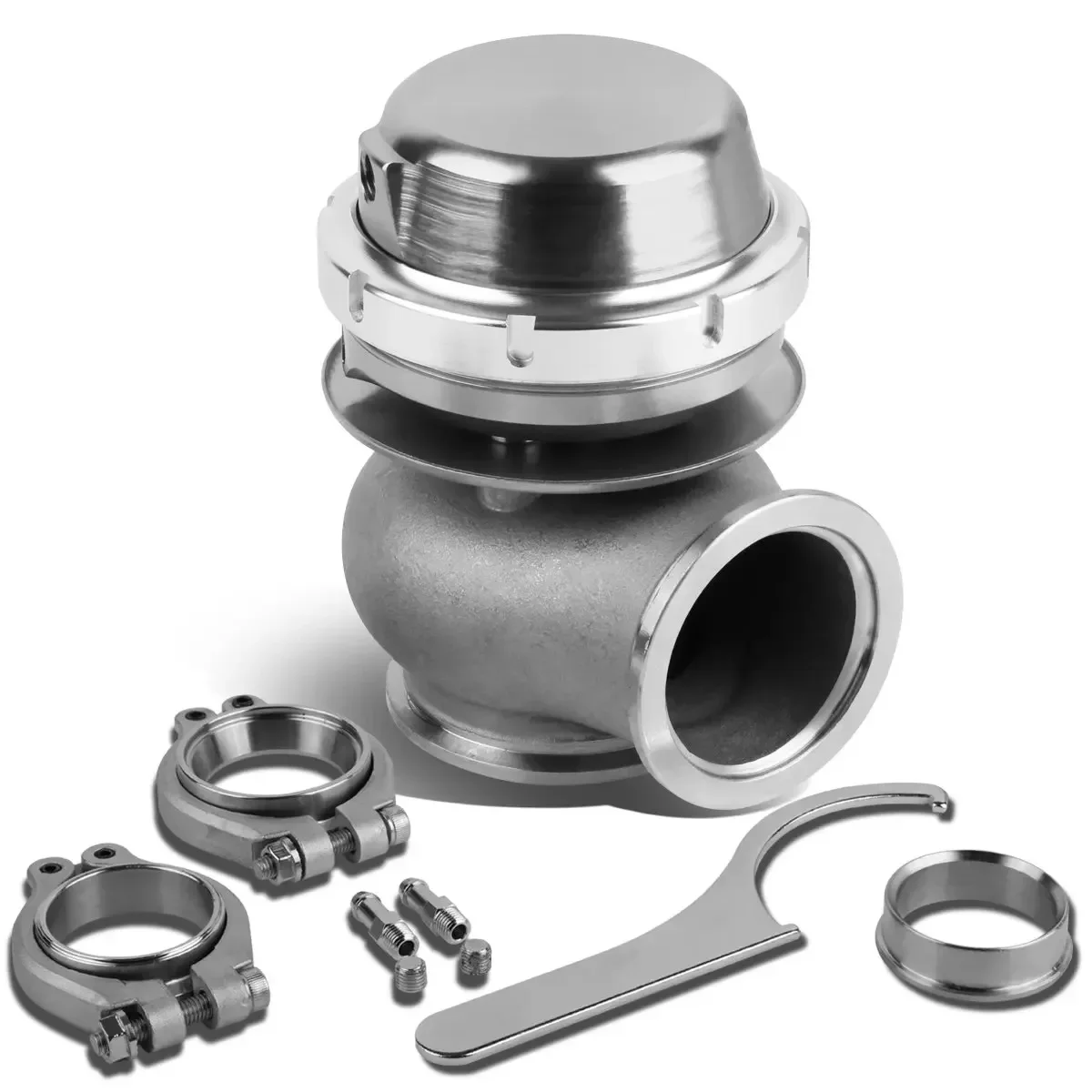 Válvula wastegate externa turbo universal con brida V y abrazadera - imagen 2