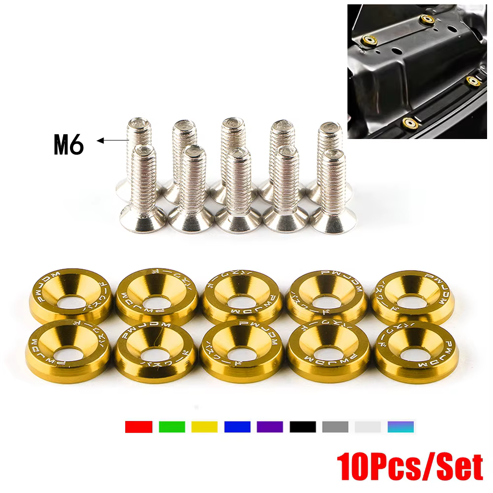 Kit de pernos hexagonales M6 y arandelas para coche