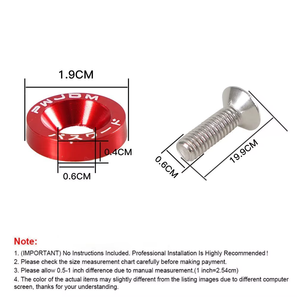Tornillos M6 de aluminio con arandela para carrocería Honda JDM - imagen 2