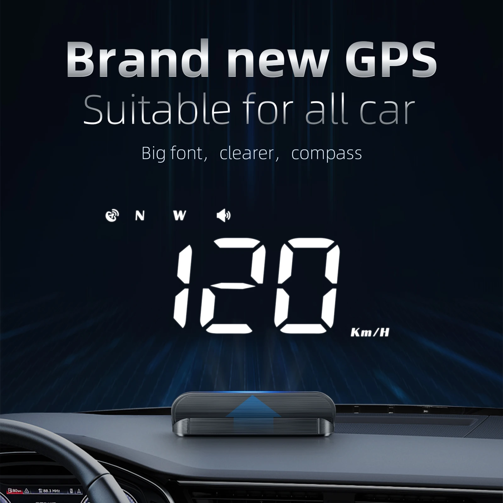 Pantalla HUD GPS M1 para coche con velocímetro y brújula