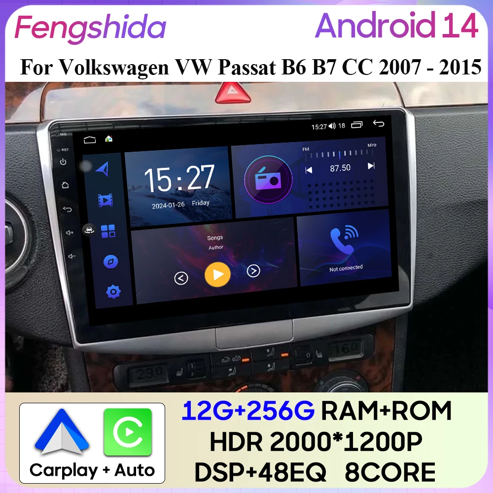 Radio multimedia con CarPlay y Android Auto para VW Passat B6/B7/CC