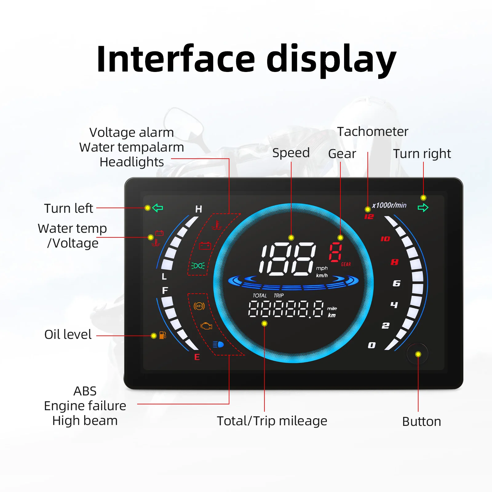 Velocímetro digital LED para moto con RPM y nivel de combustible - imagen 5