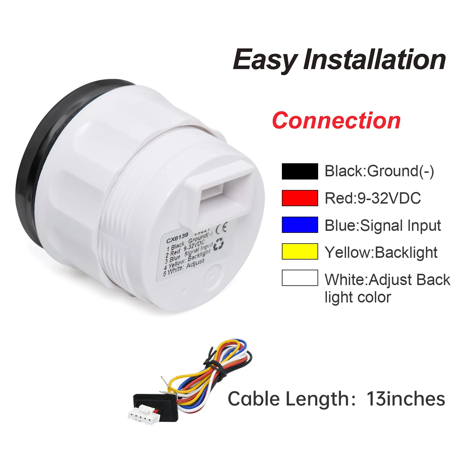 Indicador nivel de agua 52 mm con luz de 7 colores – 12V y 24V - imagen 5