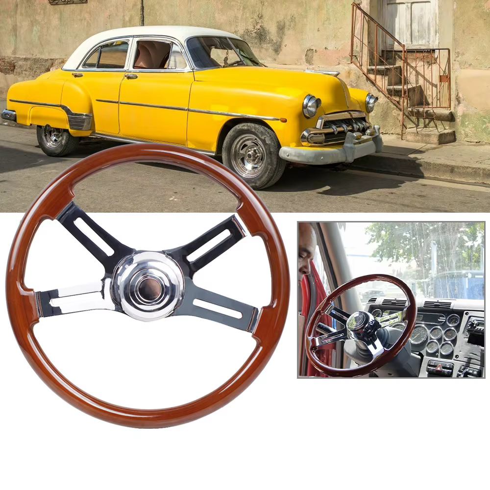 Volante 18" de madera para Freightliner, Kenworth, Peterbilt y Volvo