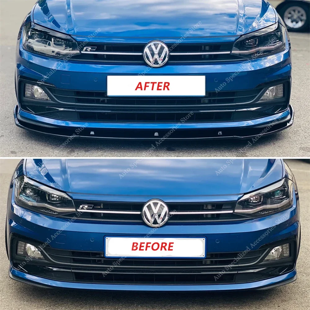Splitter delantero negro brillo para VW Polo AW GTI/R-Line 2017-2021 - imagen 3