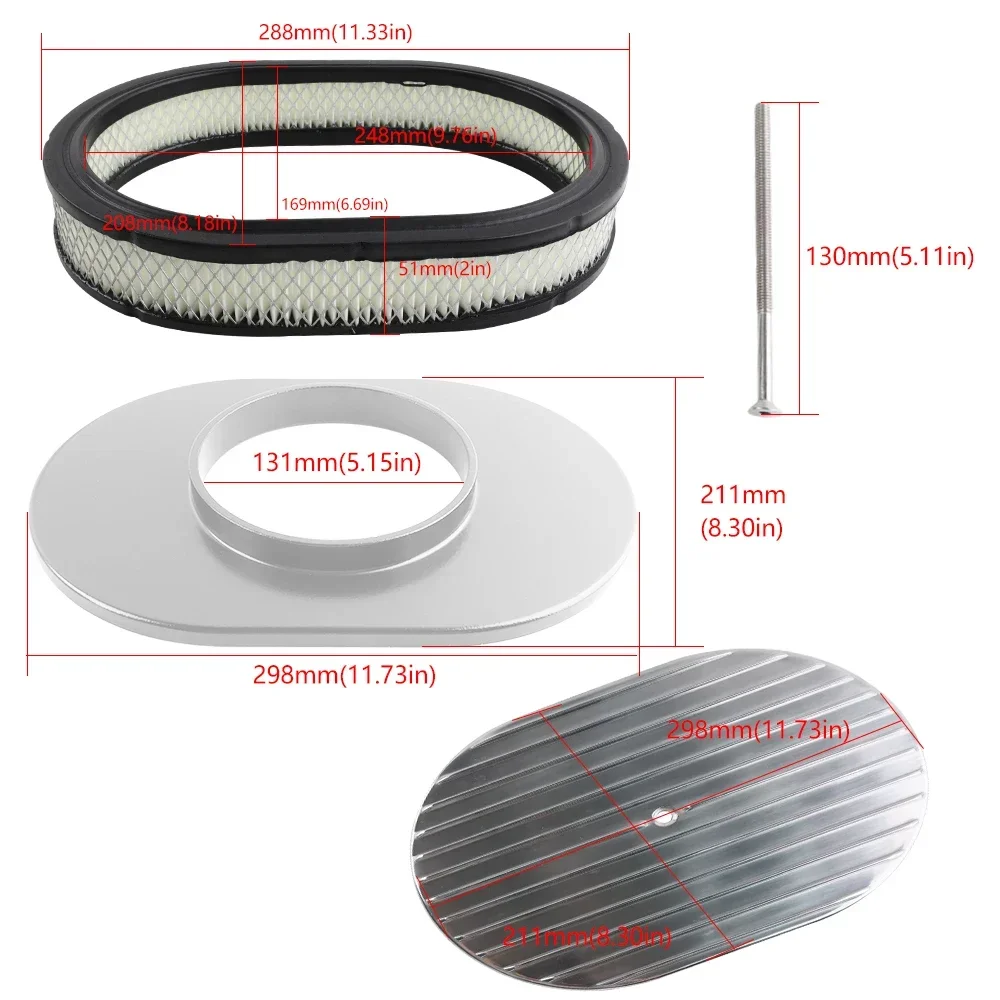 Filtro de aire ovalado de aluminio para Chevy Ford Hot Rod clásico - imagen 2
