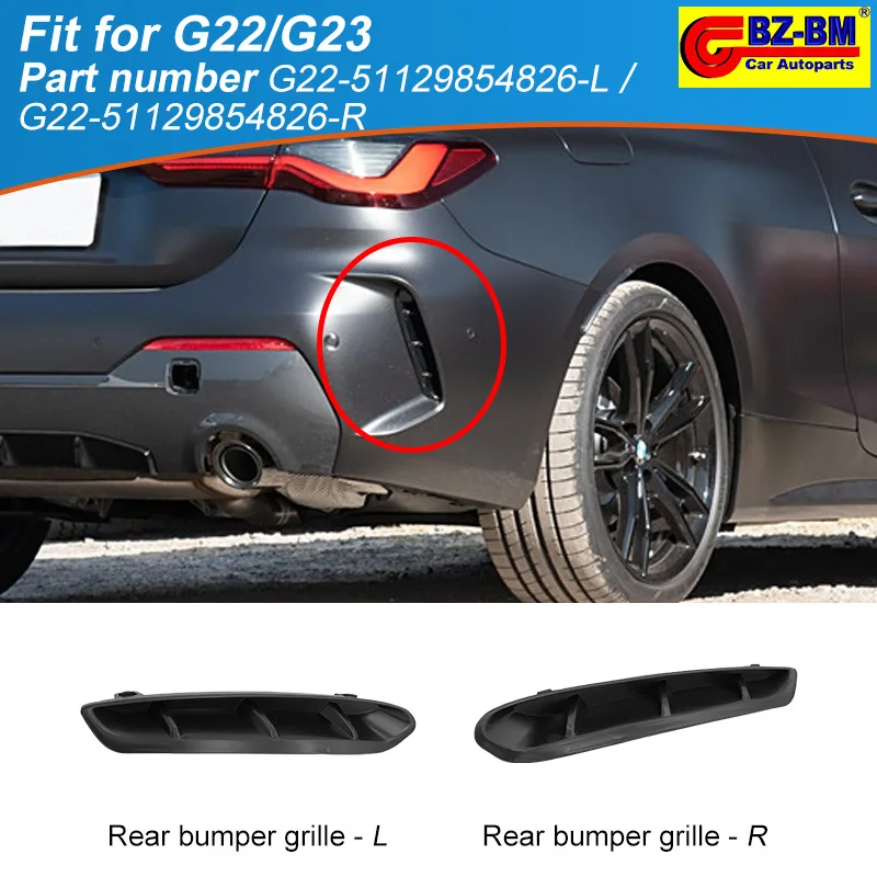 Para 4 Coupe G22 G23 M SPORT rejilla de parachoques trasero delantero cubierta de tapa de gancho de ojo de remolque de aire plástico ABS LH 51129854826 51127497096 - imagen 4